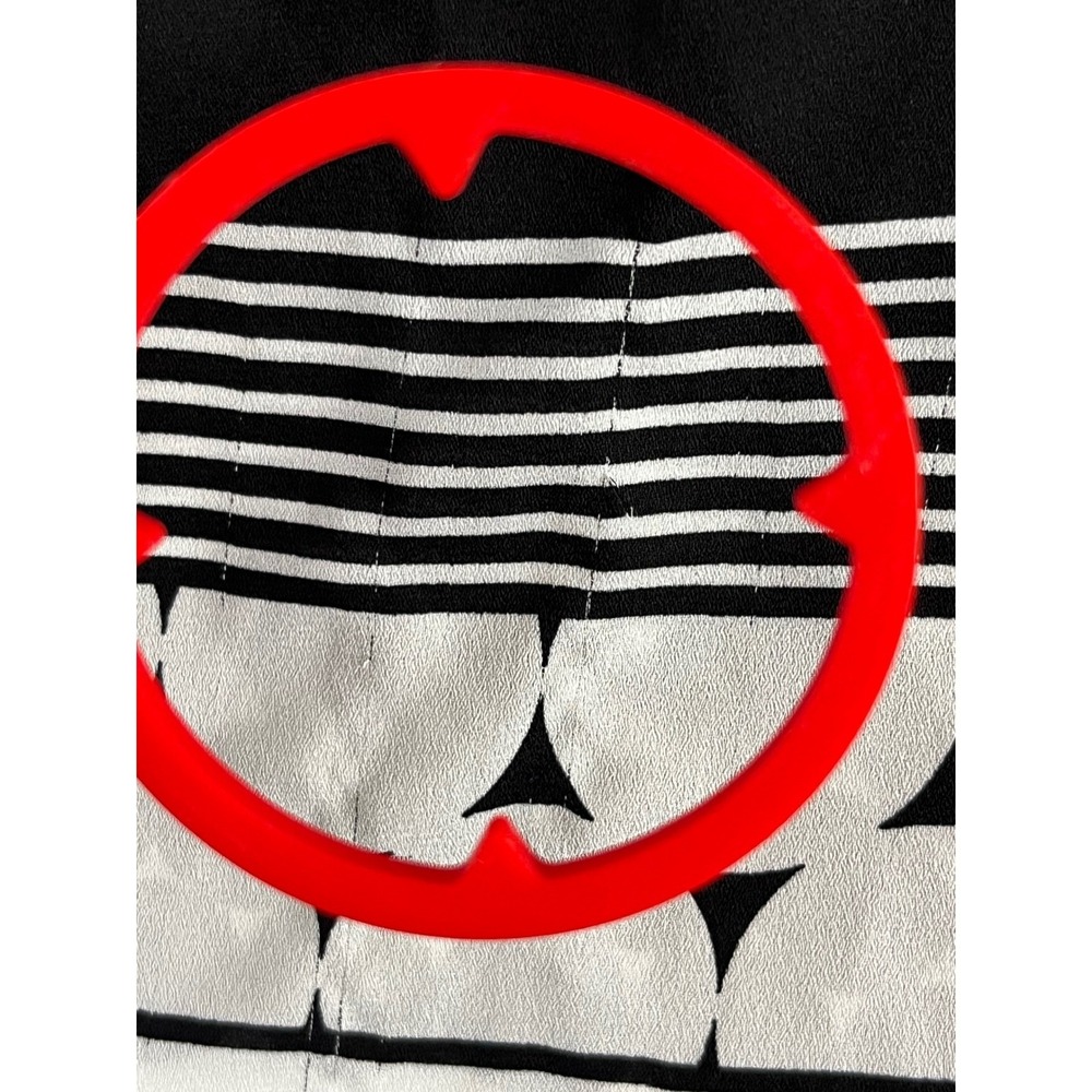 Cato Geometric Blouse Womens 18/20W Black White Good Roll Tab Sleeve Split Neck - Picture 7 of 13